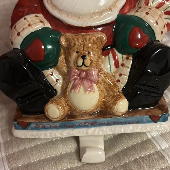 FITZ AND FLOYD Fireplace Santa Stocking Holder 619/119 Discontinued W/ Box 2005 - Picture 5 of 14